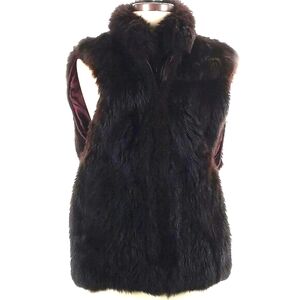 🦊 Andrew Marc Real Opossum Fur Leather Vest Black Brown Size M Mobwife Luxury